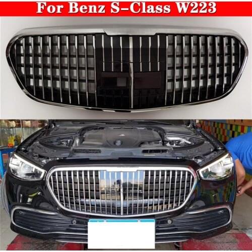 Car styling Middle grille for Benz S-Class W223 Modified to Maybach 2021 S450 S400 ABS front bumper grill Auto Center Grille