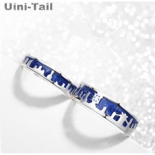 Uini-Tail selling new 925 sterling silver original opening city starry sky couple ring simple personality fashion high quality