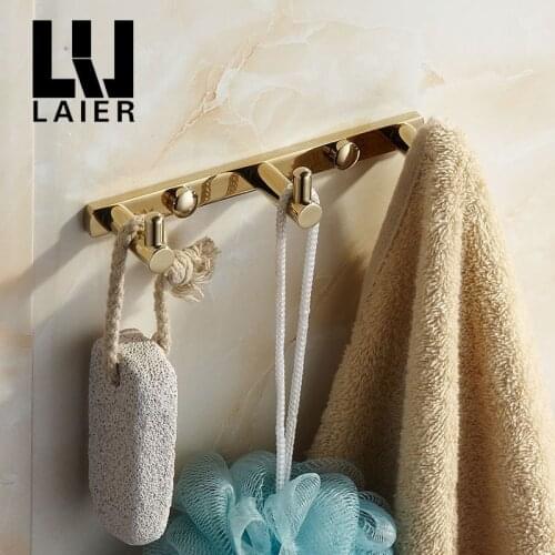 Vidric bathroom minimalist white European-wide copper gold 3 row hook hook coat hooks bathroom toilet metal pendant