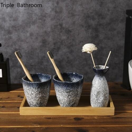Japanese Tooth Mug Ceramic Hotel Couples Toothbrush Mouthwash Cup Storage Cups Washing Tools Holder Tray Bathroom Accessories
