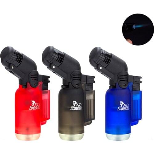 Cigar Lighter Windproof Jet Torch Lighter Refillablle Plastic Transparent Butane Gas Lighter