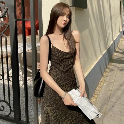 Summer Womens Leopard Dress Sleeveless V-Neck High Waist Woman Dresses Skinny Elegant Lady Sexy Dress For Female S-L