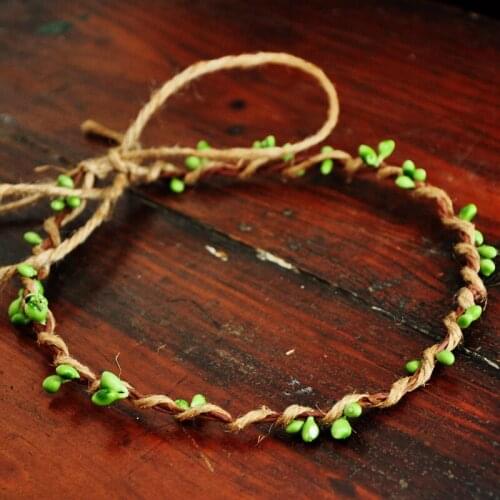 10 PCS Handmade Rustic Dainty Green Pip Berries Twine Wreath Flower Crown Festivals Feminine Whimsical Fresh Cute Christmas Gift