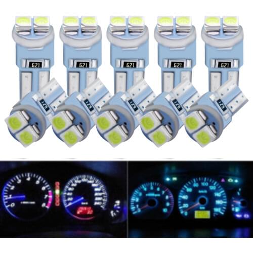 10Pcs T5 2SMD 1210 3528 2LED Car Auto Lamp Dashboard Gauge Lights Indicator Signal bulbs DC 12VSignal Lamp