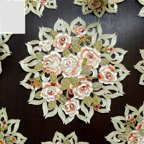 3PCS/set classic embroidered rose cabinet Table Hollow Decoration Accessories Placemat Coffee table mat Pads M568