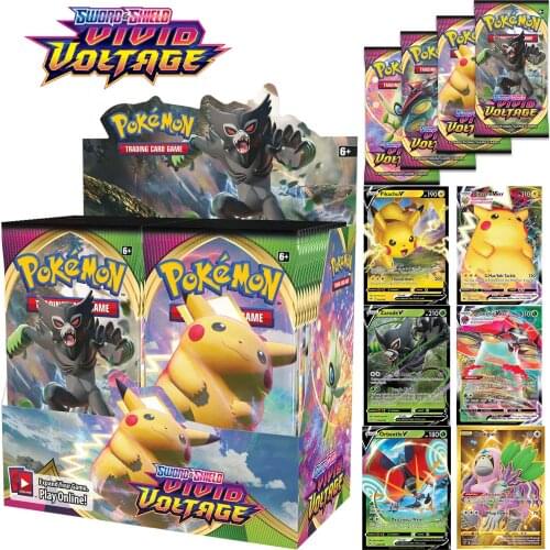 324 pcs Pokmon Cards Pokmon TCG: Sword & Shield-Vivid Voltage Booster Display Box (36 Packs) Game Kids Collection Toys Gift