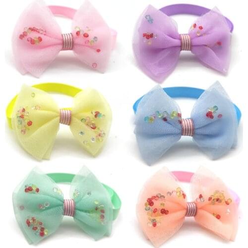 50/100 Pcs Dog Accessories Cute Bowknot With Diamond For Small Dogs Bowtie Necktie Adjustable Pet Cat Dog Collar Accessories