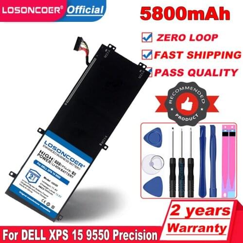 LOSONCOER 5800mAh H5H20 Laptop Battery For DELL XPS 15 9560 9570 15-9560-D1845 Precision M5520 5530 62MJV M7R96 05041C 5D91C