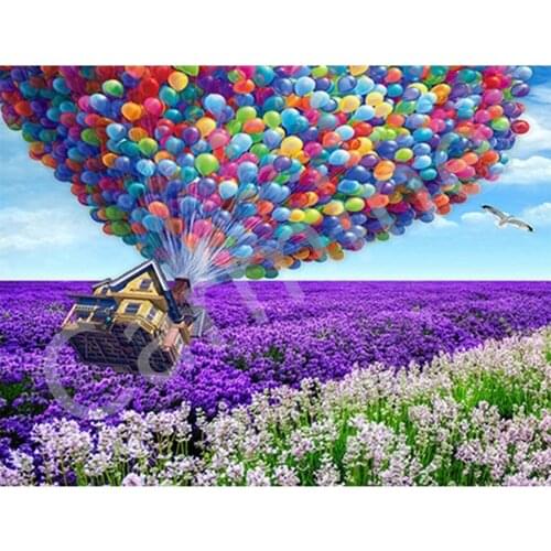 House Embroidery Diy 5D Diamond Painting Landscape Lavender Balloon Cross Stitch Full Round&square Drill Home Decoration Gift
