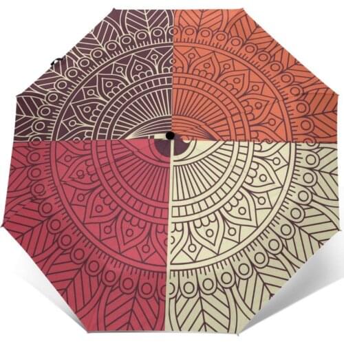 Automatic Umbrella Rain Women Three-folding Umbrella Geometry Design Flower Windproof Umbrella Female Waterproof parasol
