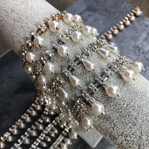 White pearl beaded lace trim for hat bag clothing shouder decorative accessories cloth trim