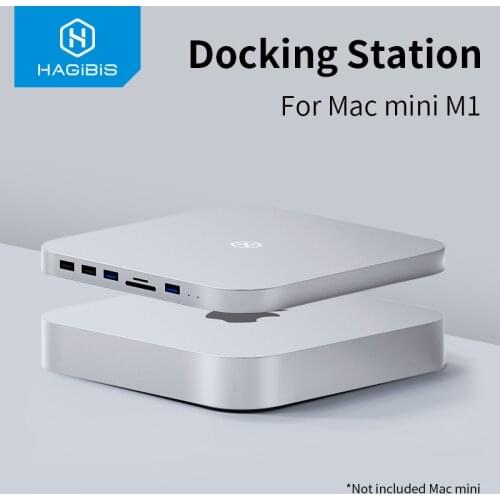 Hagibis USB-C Hub for Mac mini M1 with SATA Hard Drive Enclosure Type-C SSD Case docking station sliver for 2020 New Mac mini