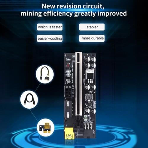 Mining Powered Riser Adapter Card Graphics Extension PCI-E 1X 16X Riser Borad USB3.0 SATA 6Pin for VER009C Plus N0PB