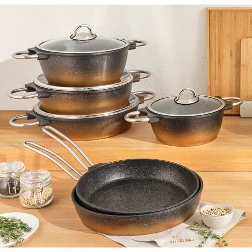 Cast Aluminum Black Gold Porcelain Kitchen Accessory Pan Deep Rice Cookware 50% Discount Kitchen Aid