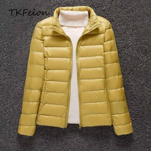 2021 New Womens Jacket Warm Duck Down Filler Clothing Ultra Light Thin Spring/Autumn Female Feather Jacket Overcoat Coats Parkas