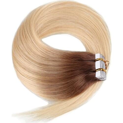 Tape In Human Hair Extensions Machine Remy Invisible Skin Weft Adhesive 2.5g 16 18 20 22 Inch Hair Extension Human Hair 20pcs