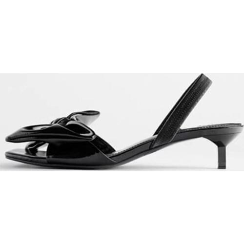 Summer Square toe Open toe Sandals Black Bow Low Heel Back strap Sandals Comfortable Womens Shoes Fashion