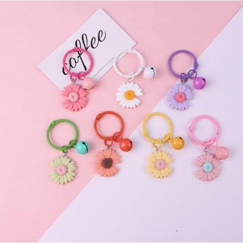 Flower Cute acrylic Key Chain Bell cute Keyring pendant for airpod