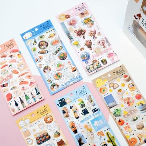Lovely sushi Rice Ball Cute Cats Dogs Cake Flower Kids Memorial Book Decoration stickers 6 type