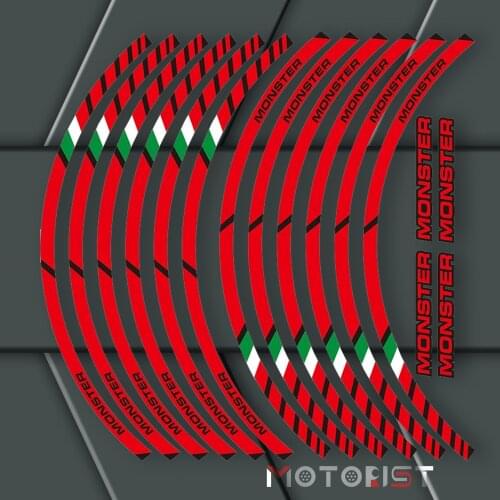 A set of 12pcs high quality motorcycle wheel decals waterproof Reflective stickers rim stripes FIT all DUCATI MONSTER 695 696