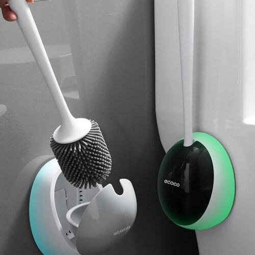 Nordic Cleaning Toilet Brush Wall Mounted Modern Without Punching Toilet Brush Holder Set Escobilla Wc Bathroom Products DF50MTS