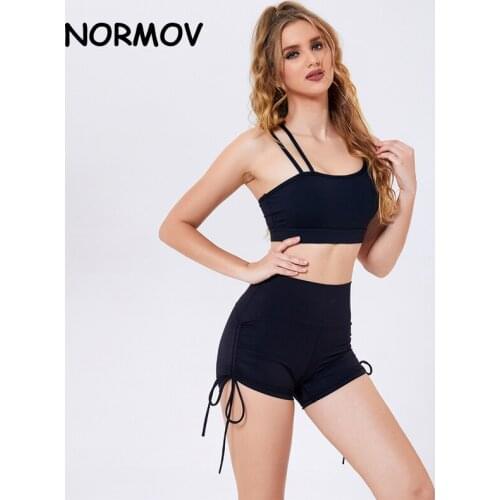 NORMOV New Gym Sport Set Seamless Bra Running Shorts Women 2 Piece Set Sport Wear Fashion Athletic Yoga Set For Women Leggings