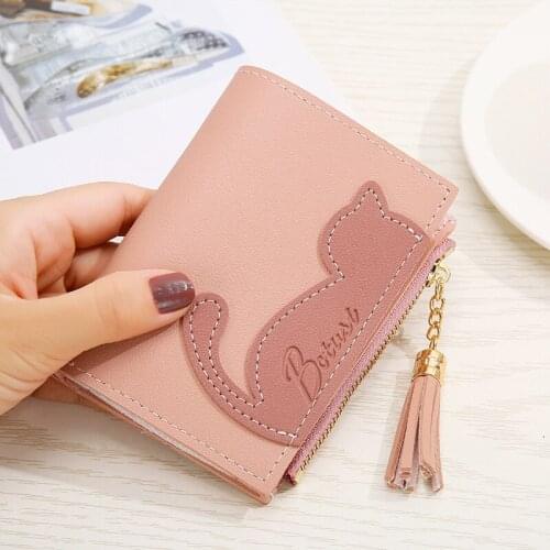 2021 Latest Fashion Womens Wallet Short Cute Cat Student Wallet Multi Card Zipper Wallet Wallets