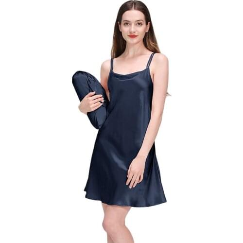 2021 New Lady Silk Suspensory Pajamas Solid Color Women