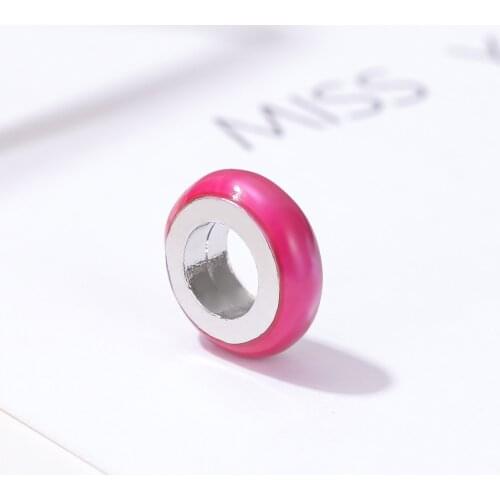New Original Alloy Bead Pink Simple Enamel Plastic Spacer Charm Fit Pan Bracelet Bangle DIY Women Jewelry Dropship Wholesale