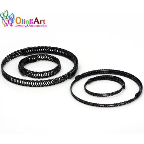 OlingArt Popular womens fashion female choker necklace/Bangles 5mm/10mm elastic metal jewelry Plated black