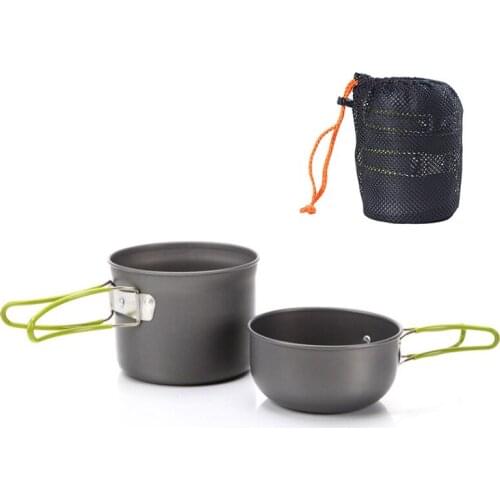 Outdoor Camping Hiking Picnic Cookware Cook non-stick Aluminum Pot Bowl Set with foldable handle