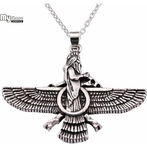 My Shape Ahura Mazda Religion Pandent Statement Necklace Men Zoroastrianism Iranian Cuture Persian Empire Necklaces for Women