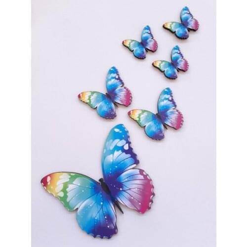 Flock Sale Butterfly Figure 6 Piece Blue Pink Wood wall Paste wall graphics gráficos de parede настенная графика