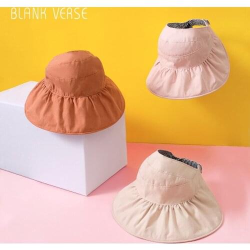 Parent-Child Cap Double-Sided Empty Top Hat Summer Travel Sunscreen Foldable Big Eaves Sunshade Fisherman Hat for Baby Girl