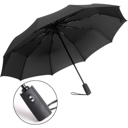 Large Size Foldable Strong Windproof Travel Umbrella 105cm Big 3 Fold 10 Ribs Rain Storm Umbrella for Men