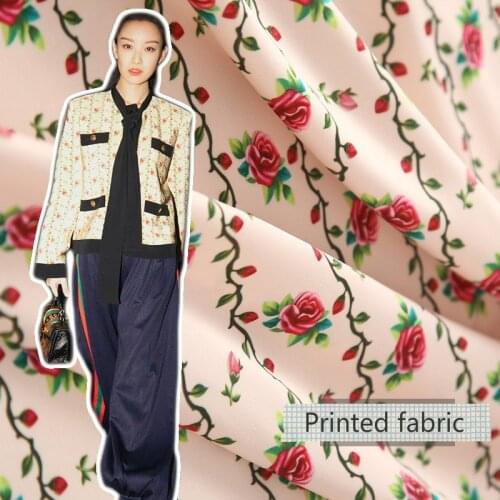 Flower printing polyester fabric cloth 147 cm width brand fashion clothing dress fabric custom wholesale alibaba express