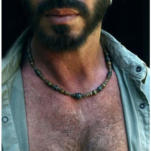 Unique gift for men / tibetan necklace for men / bohemian jewelry for man / earthy mens jewelry