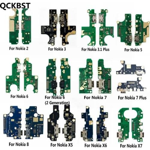 USB Charging Port Dock Jack Socket Connector Charge Board Flex Cable With Microphone For Nokia 3 2 5 6 7 Plus 7Plus 8 X5 X6 X7