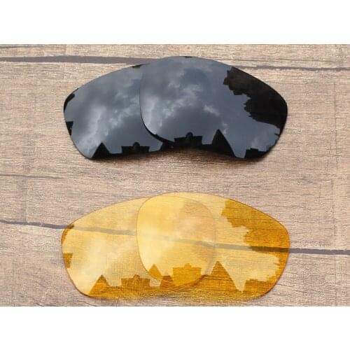 Vonxyz 2 Pairs Stealth Black & Yellow Polarized Replacement Lenses for-Oakley Jawbone Frame