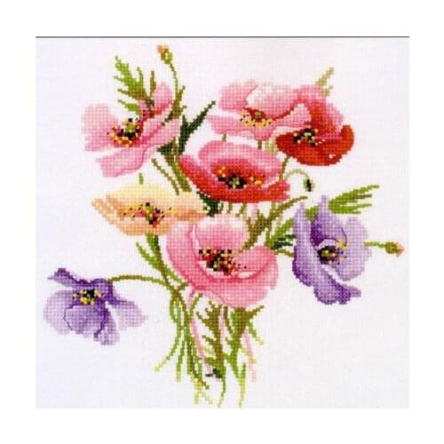 "Poppy Posy" flowers Counted no print on canvas DMC 14CT Cross Stitch Needlework kits Embroidery Sets painting for bedroom DIY