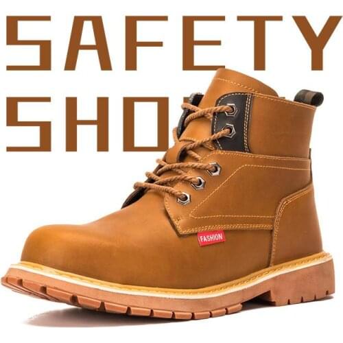 Safety Shoes Cap Steel Toe Safety Shoe Boots For Man Work Shoes Men Casual Waterproof Khaki Footwear Winter Non-slip DXZ088