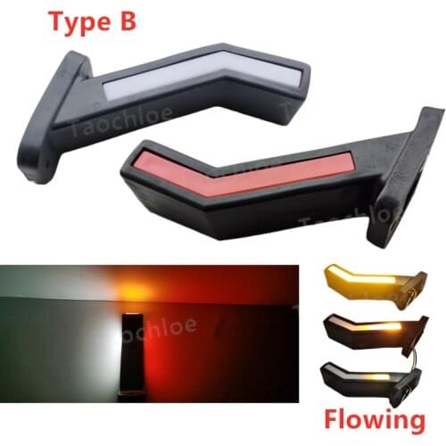 1Pair 3color Emark Trailer LED Side Marker Outline Truck Light Van LED Lights for Trailer 12-24V +Amber flow lights For volvo
