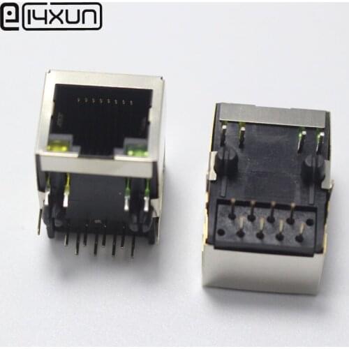 1pcs RJ45 Femlae Socket with LED Light HR911105A HY911105A Network jack Connector Right Angle Filter Interface