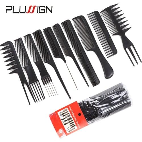 10Pcs Hair Comb Hairdresser Brush Black Plastic Hair Brushes Hair Styling Tail Comb Mini Protalbe Salon Hair Dressing Tools