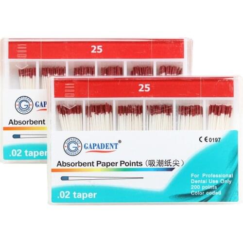 2 Packs Dental Materials Strong Absorption Pure Cotton Fiber Absorbent Paper Points #25 Dentist Products