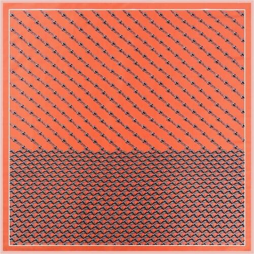 2020 60x60 Chain print Multipurpose women Silk twill scarf Satin square tie Hairband ladies foulard femme towel bufanda shawl