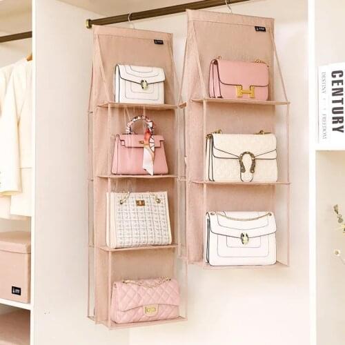5/6/8 Pockets Hanging Handbag Organizer Storage Bag Organizer Closet Transparent Double-sided Organizador Armario Colgante