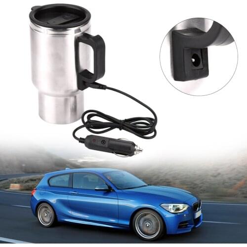 500ML Car Based Heating Stainless Steel Cup Kettle Auto Water Heater Kettle Travel Coffee Tea Heated Mug Cigarette Lighter Plug
