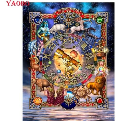 Constellation 12 Zodiac Diamond Embroidery sale Rhinestone painting 5D DIY Diamond Painting Cross Stitch full square round drill