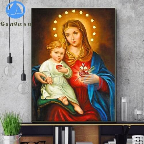 Sacred heart of virgin Diamond Painting Religion Jesus child 5d Diy Embroidery Home Decor Picture Of Rhinestones Cross Stitch